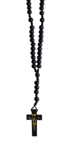 RÓŻANIEC DREWNIANY NA SZNURKU CZARNY