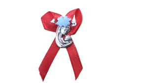 MEDALIK DO WÓZKA M.B. Z DZIĄTKIEM NIEBIESKI KWIATEK