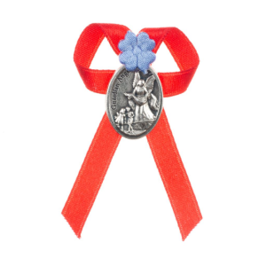 Medalik do wózka Anioł Stróż kwiatek niebieski