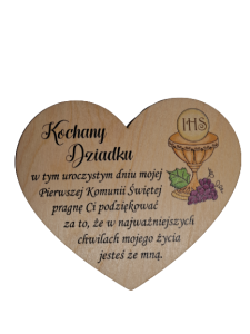 Podziękowanie dla Dziadka  Sklejka UV magnes komunia 12 cm