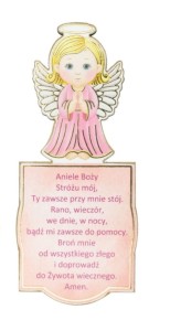 Aniołek magnes obrazek modlitwa Sklejka 10 cm 