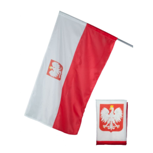 FLAGA POLSKI GODŁO BIAŁO-CZERWONA 70x112