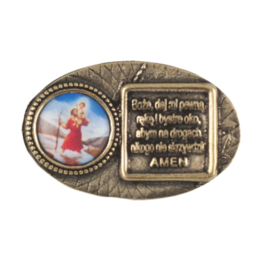 PLAKIETKA ŚWIĘTY KRZYSZTOF MODLITWA EMBLEMAT 